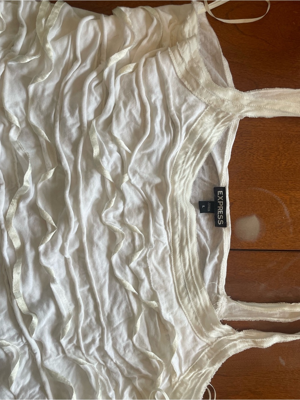 Express White Ruffle-Textured Camisole